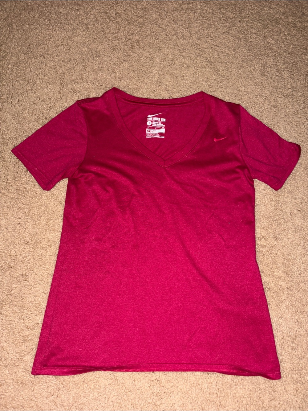 Nike Women's Bright Magenta V-Neck Short Sleeve Tee